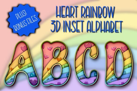 Download Heart Rainbow 3D Inset Display Alphabet - Display alphabet Collection