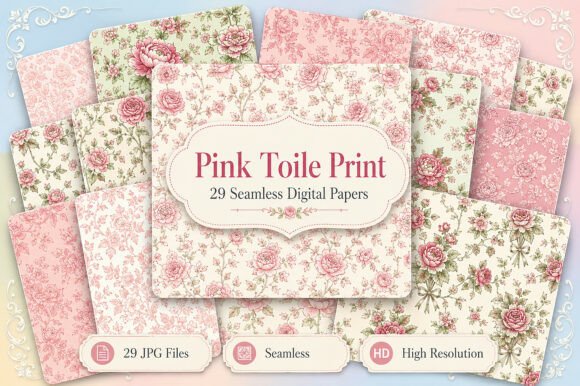 Download Pink Toile Print Design Papers - Print design Collection